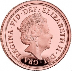 Золотая монета 1/4 соверена 2022г., 2г., Au 917