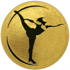 Золотая монета "Фигурное катание", 200 рублей, 2009 год