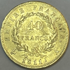 Золотая монета 40 франков 1811г Наполеон I